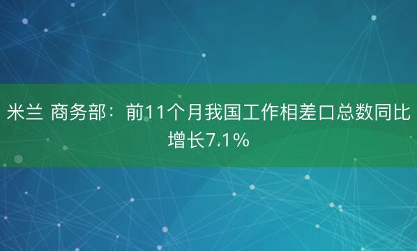 米兰 商务部:前11个月我国工作相差口总数同比增长7.1%