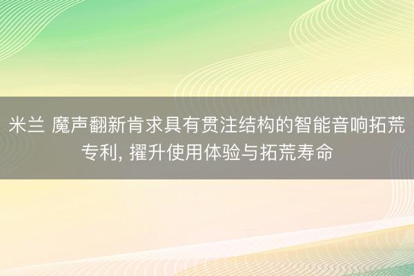 米兰 魔声翻新肯求具有贯注结构的智能音响拓荒专利， 擢升使用体验与拓荒寿命